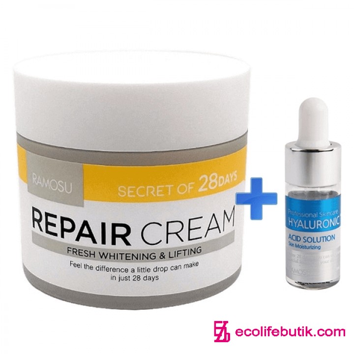 Set for the perfect moisturizing of the face: a regenerating moisturizer + serum with hyaluronic acid.