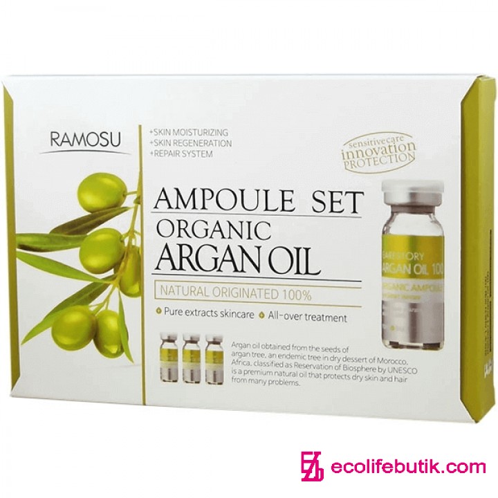 Argan oil 100% Purification Organic Argan Oil 100, 3 pcs * 10 ml. 