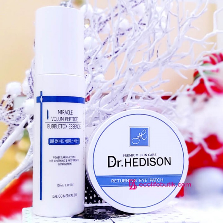 Сыворотка с пептидами и аминокислотами Miracle Volum Peptide bubbletox Essence с эффектом восстановления объема кожи + профессиональные гидрогелевые патчи Dr.Hedison в Подарок.