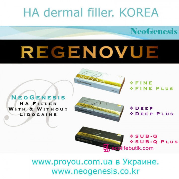 Filler with high-quality Regenovue Fine / Deep / Sub-Q NeoGenesis hyaluronic acid.