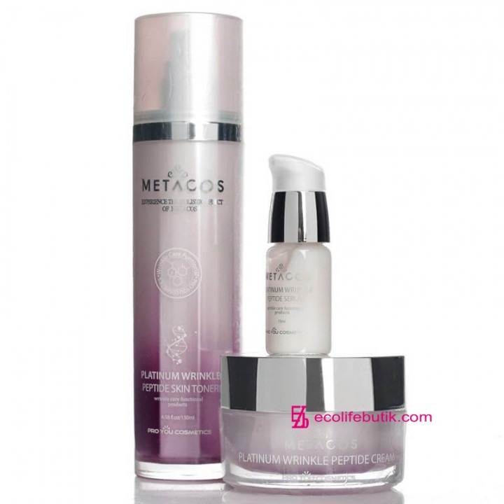 Set for anti-aging care with peptides and platinum Metacos from Pro You (Tonic, Serum, Cream).