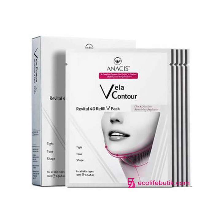 Face mask (chin) lifting mask Vela Contour 4D Refill V Pack, 10 ml * 5 pcs