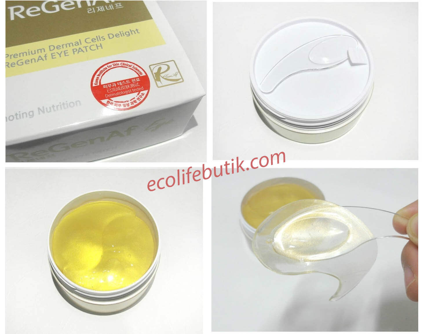 Гидрогелевые патчи c золотом и EGF ReGenAf Gold & EGF Premium Hydro-Gel Eye Patch, 60 шт