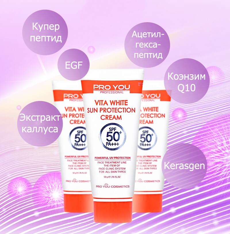 The composition of the sunscreen Pro You Professional Vita White with SPF50 + / PA +++